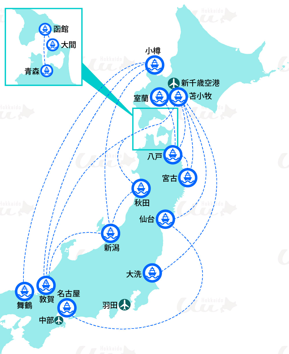 北海道の日本国内 世界からの地図で見る航路情報 悠悠北海道