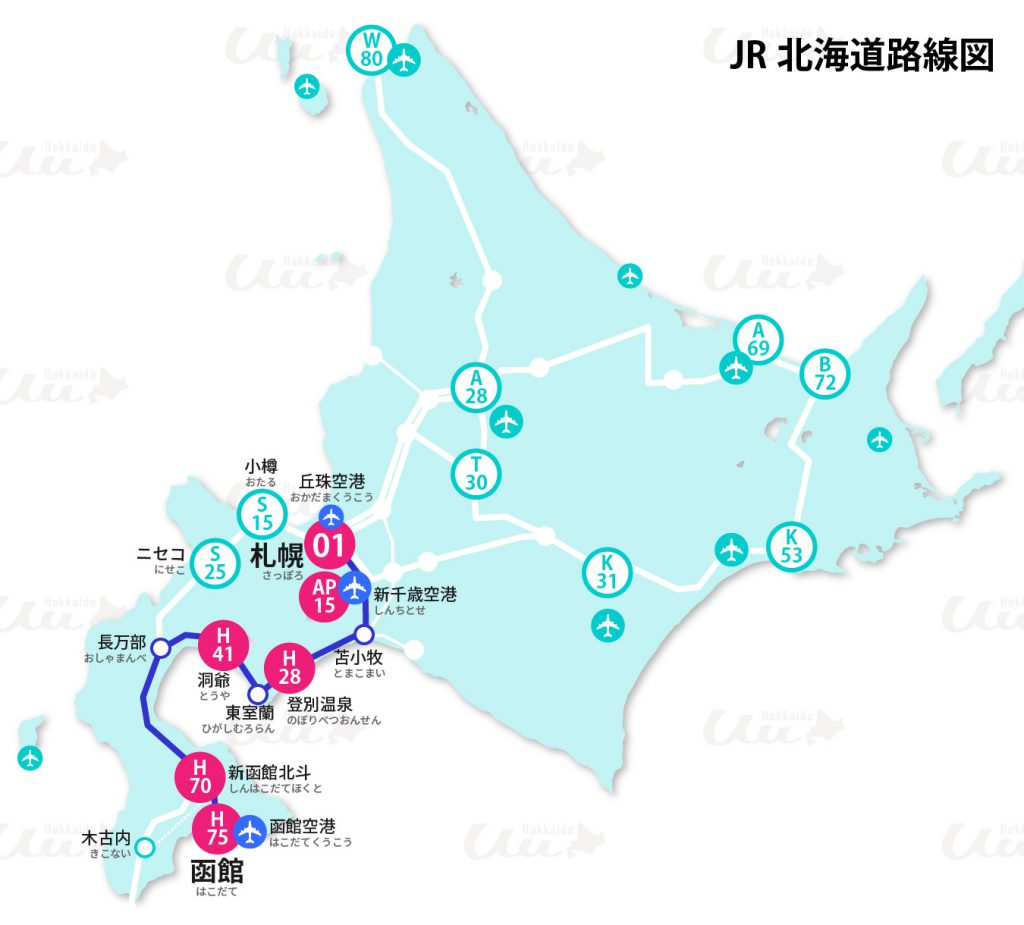 悠悠北海道_函館のJR路線図
