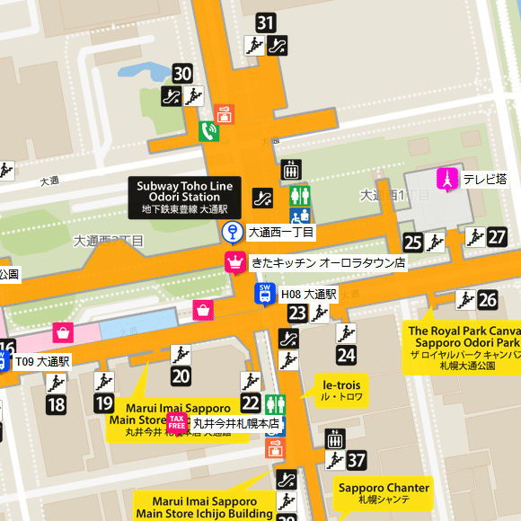 きたキッチン札幌地下街マップ