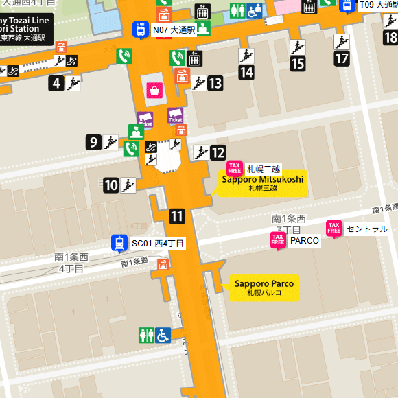 三越周辺地下道マップ